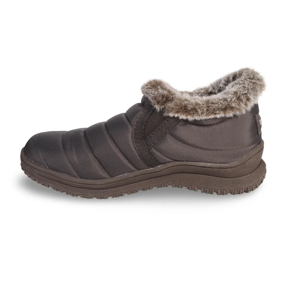 Minnetonka Timpson‎ Hard Sole Slip-on Lined Boots Women 6 Brown Quilted Nylon